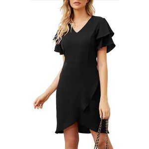 NEW Dress Classic Cocktail Fitted Mini Wrap Dress M